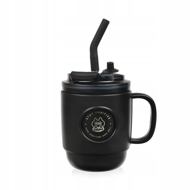 Kubek Termiczny ze Słomką Casno Booker 450 ml Czarny