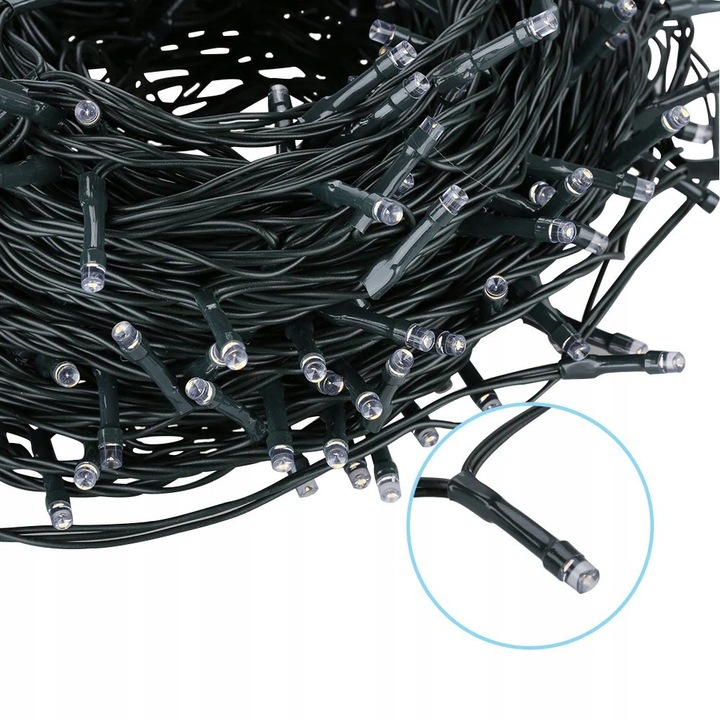 Lampki choinkowe LED 1000 Multi Kolor FLASH 70m IP44, zielony kabel