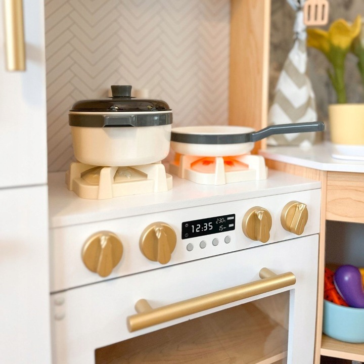 DUŻA DREWNIANA KUCHNIA INTERAKTYWNA XXXXL Z OŚWIETLENIEM LED - 50 ELEMENTÓW