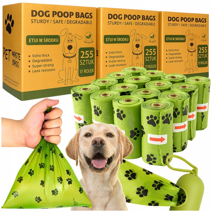 WORECZKI NA PSIE ODCHODY BIODEGRADOWALNE WORKI NA KUPY BIO + ETUI 765 sztuk