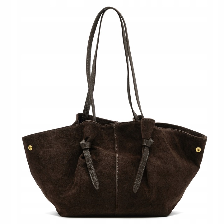 Vera Pelle torebka shopper skóra naturalna zamszowa brązowy