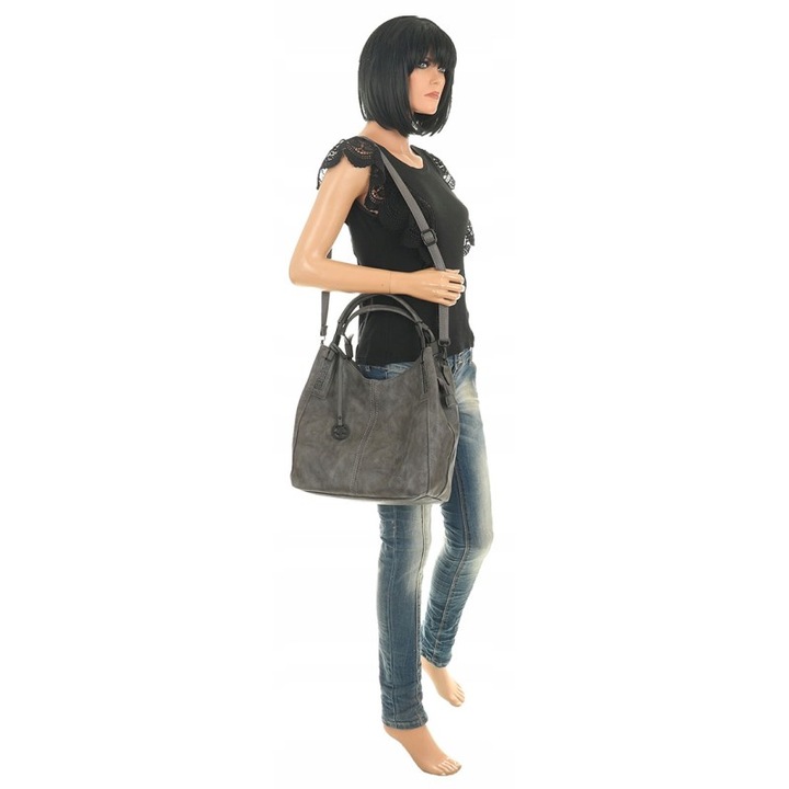 Tommasini Torebka Damska Listonoszka Duża Torba Shopper Worek 2692 Szara