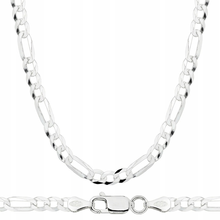 Łańcuszek Srebrny Męski Figaro Pełny Diamentowany 925 Gruby Stylowy 5,50 mm