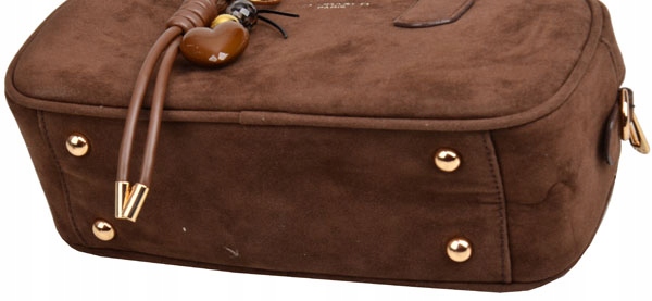 FLORA&CO PARIS torebka damska BOWLING do reki LISTONOSZKA zamsz czekoladowa