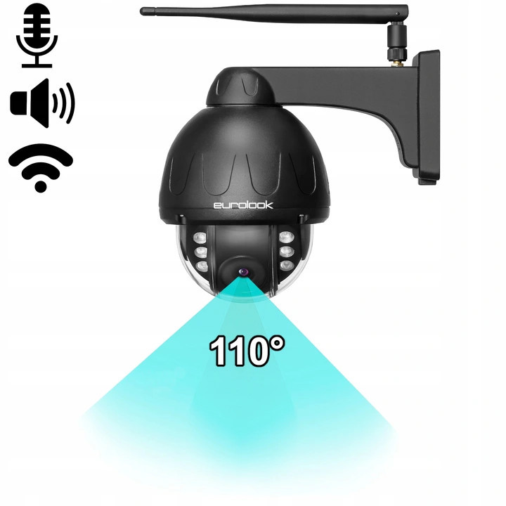 Kamera WiFi IP SMART Zewnętrzna Obrotowa 5MPx 5MP Czarna Metalowa Obudowa