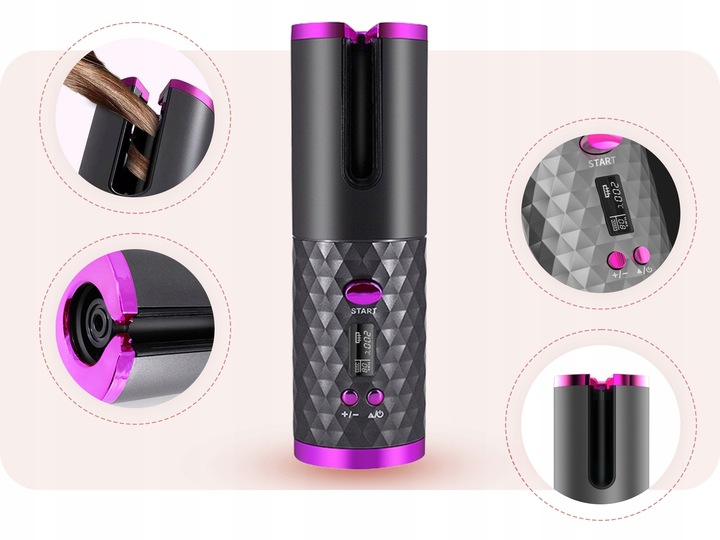 LOKÓWKA AUTOMATYCZNA LCD TIMER OBROTOWA FALOWNICA LOKÓWKA DO WŁOSÓW