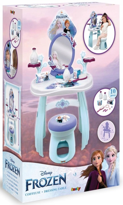 Smoby Toaletka Disney Kraina Lodu Salon Piękności Frozen 10 Akc Taboret