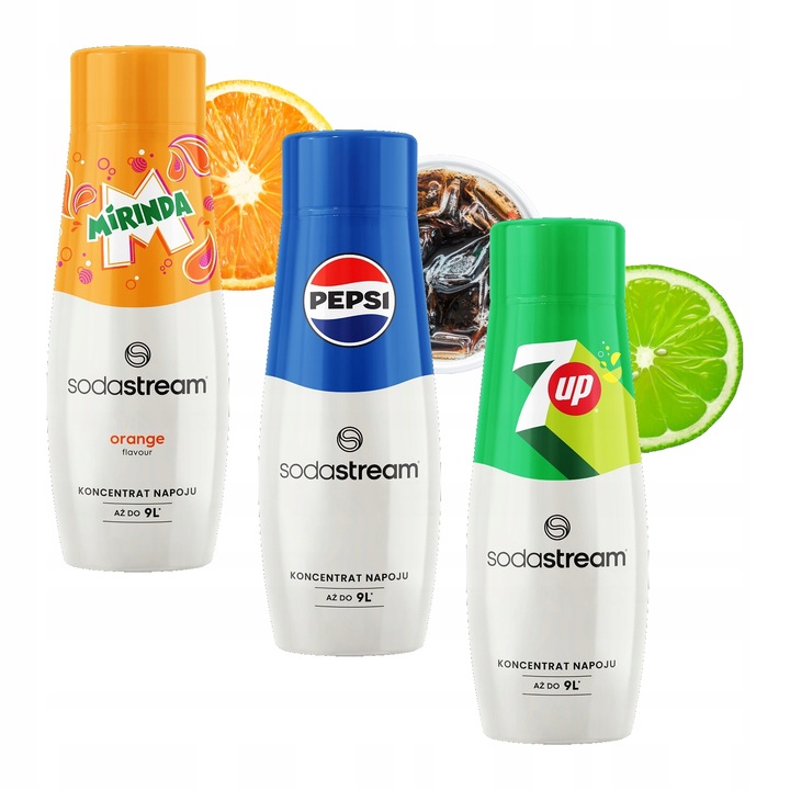 Syropy SodaStream: Pepsi, Mirinda, 7up 3x440ml do saturatora terra art duo
