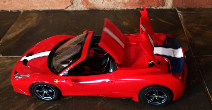 Autko Zdalnie Sterowane FERRARI 458 SZYBERDACH NA PILOT Rastar Samochód RC