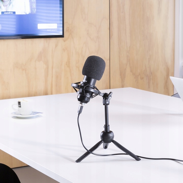 Mikrofon pojemnościowy USB STUDYJNY TRIPOD stołowy podcast YOUTUBE
