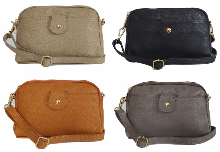 Włoska skórzana listonoszka Vera Pelle zamsz A5 Camel