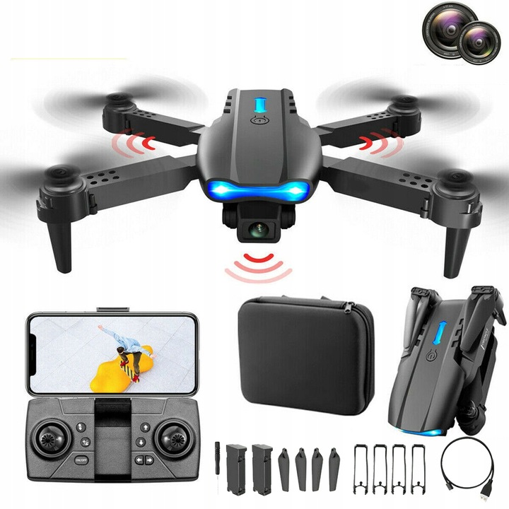 DRON Z KAMERĄ 4K DLA DOROSŁYCH 360° OMIJANIE PRZESZKÓD WIFI SKŁADANY DRON