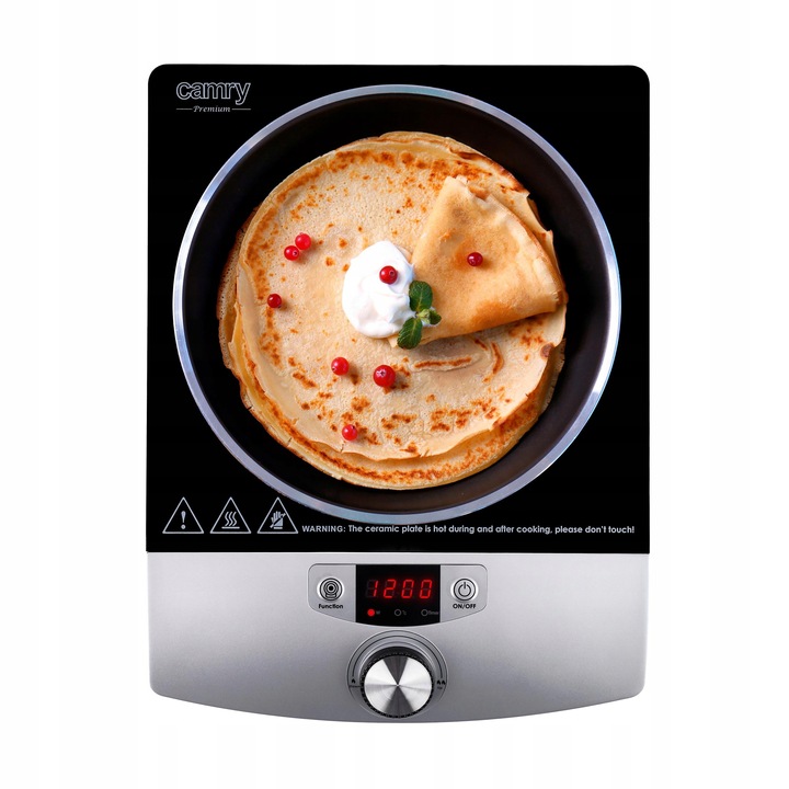 KUCHENKA INDUKCYJNA JEDNOPALNIKOWA PŁYTA GRZEWCZA SZKLANA 2000W TIMER LCD