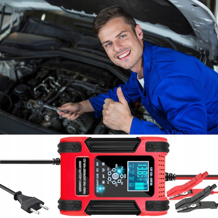 Prostownik SAMOCHODOWY AUTOMATYCZNY Z FUNKCJĄ NAPRAWY AKUMULATORÓW 12V 24V