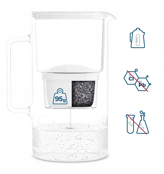 Dzbanek filtrujący szklany Wessper AquaMax 3l + 10x Filtr do wody