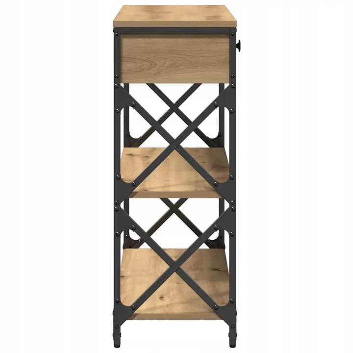 Stół Konsolowy z szufladą z półką dąb artisan 75 x 28 x 75 cm