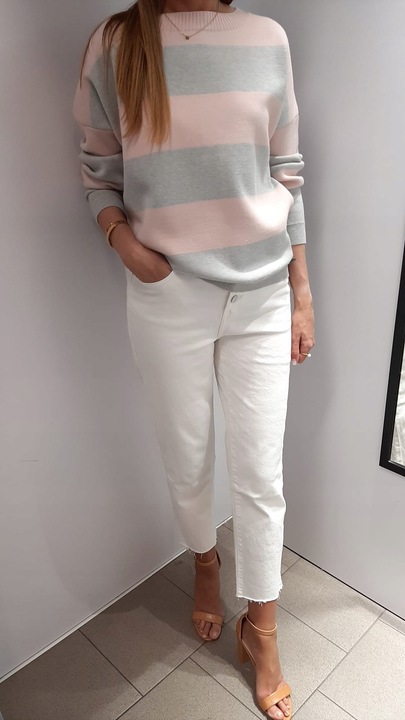 COCOMORE Sweter Pasy Szary + Różowy NEW