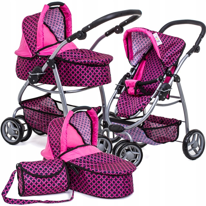 Doris DUŻY WÓZEK DLA LALEK GŁĘBOKI SPACEROWY 4w1