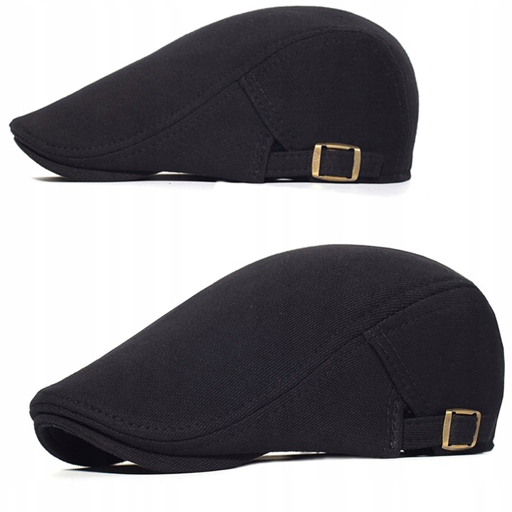 Czarny Męski Kaszkiet Bawełniany Jesienno-Zimowy Klasyczny Czapka