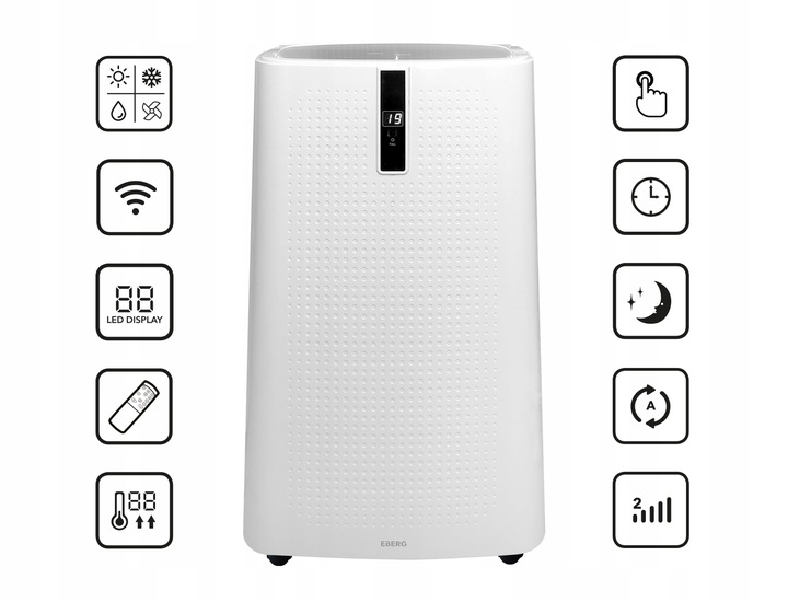 Klimatyzator przenośny ENVA 3,5 kW 4w1 WiFi osuszacz 56l/24h pompa ciepła