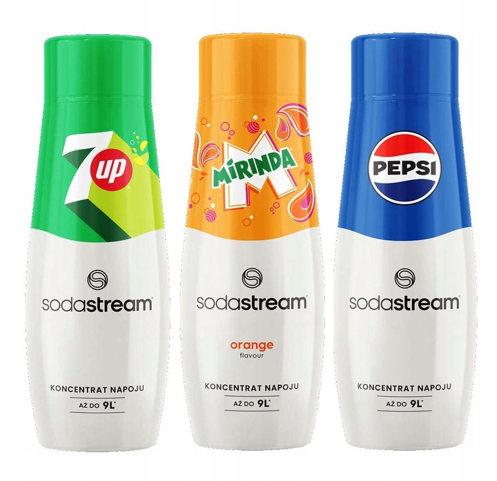 Syrop smakowy do wody do saturator SodaStream Pepsi, Mirinda, 7up 3x440ml