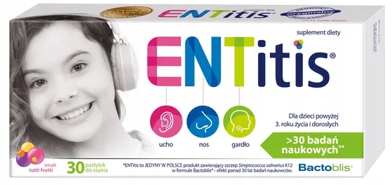 Entitis 30 pastylek do ssania o smaku Tutti Frutti