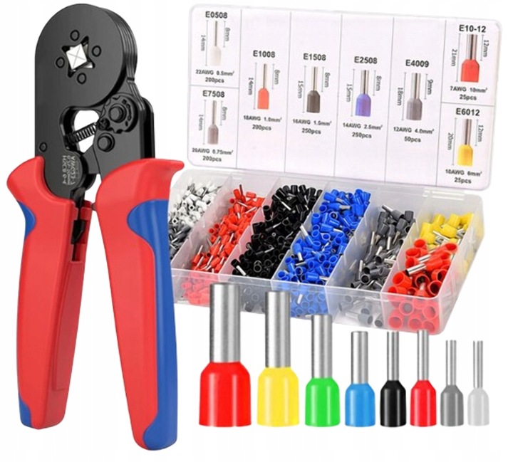 Zaciskarka do konektorów końcówek + 1200 tulejek