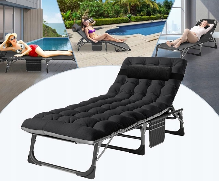 Łóżko Polowe Turystyczne Wędkarskie Leżak Składany z Materacem 194 cm