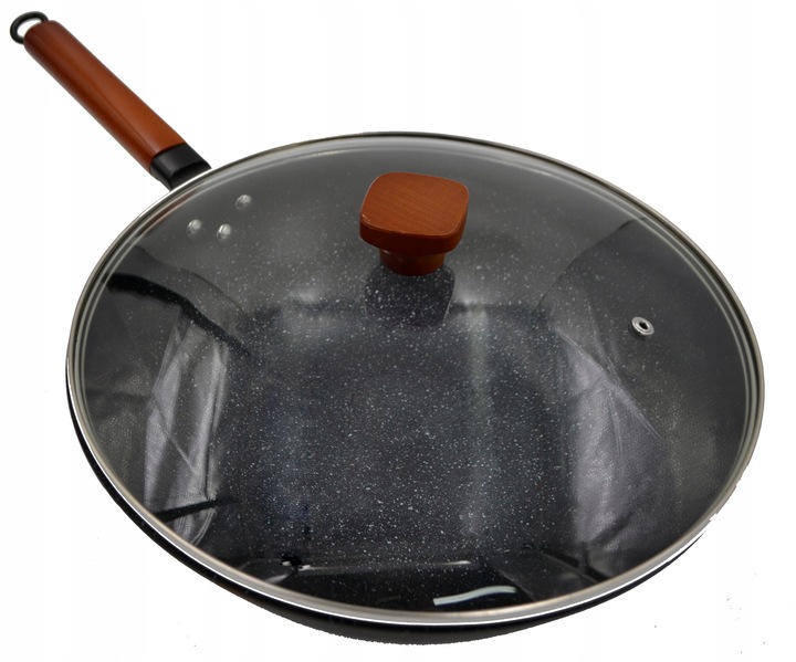 PATELNIA WOK 33CM STALOWY CHIŃSKI GŁEBOKI Z PRZYKRYWKĄ DO DAŃ AZJATYCKICH