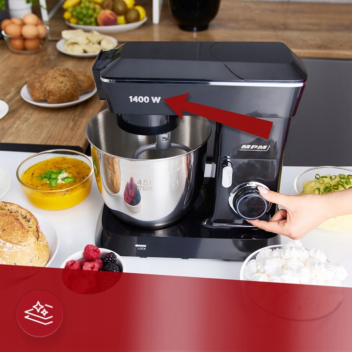 Robot planetarny kuchenny 3w1 mocny 3000W czarny MPM MRK-24