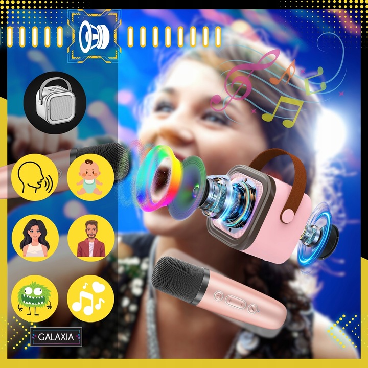 ZESTAW DO KARAOKE DLA DZIECI 2 MIKROFONY GŁOŚNIK BEZPRZEWODOWY 2X MIKROFON