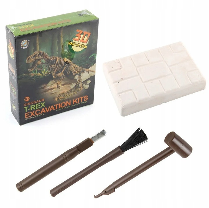 ZESTAW ARCHEOLOG WYKOPALISKA SKAMIELINY DINOZAUR SZKIELET T-REX + GRATIS