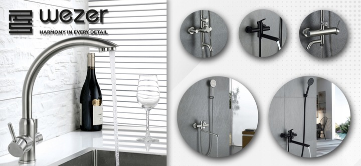 Bateria umywalkowa wysoka WEZER EKO11A-09-BLACK