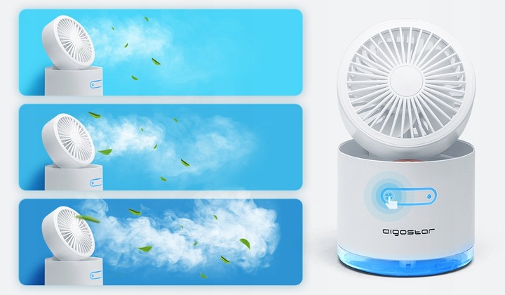 PRZENOŚNY MINI WENTYLATOR Z MGIEŁKĄ 10W 4W1