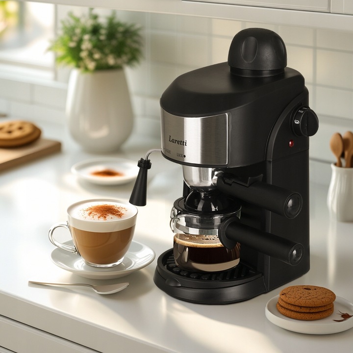 Ekspres do kawy Laretti Pobór mocy: 800 W, Ciśnienie pary 3,5barów,