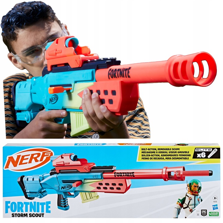 NERF FORTNITE PISTOLET SNAJPERKA STORM SCOUT SNAJPERKa F8346 + 6 Strzałek