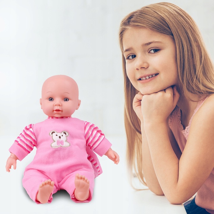 LALKA BOBAS W ŚPIOSZKACH MÓWI ŚMIEJE SIĘ 34CM MIĘKKA ŚLICZNA UBRANKO CZAPKA