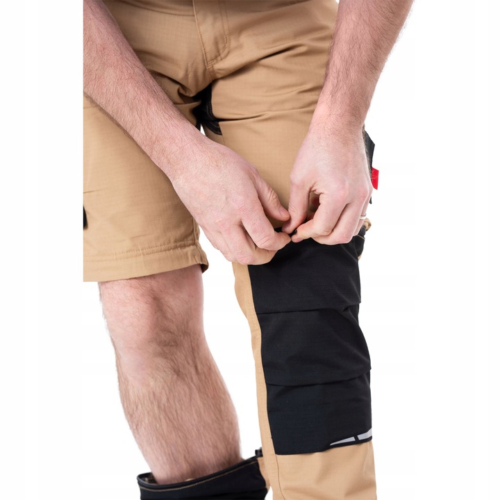 SPODNIE ROBOCZE monterskie męskie 2w1 KRÓTKIE SPODENKI odpinane Khaki