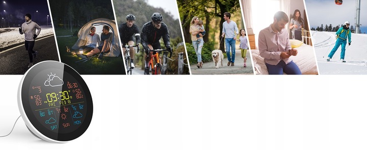 STACJA POGODY POGODOWA WIFI METEOROLOGICZNA TUYA ZEGAR 3 CZUJNIKI PROGNOZA
