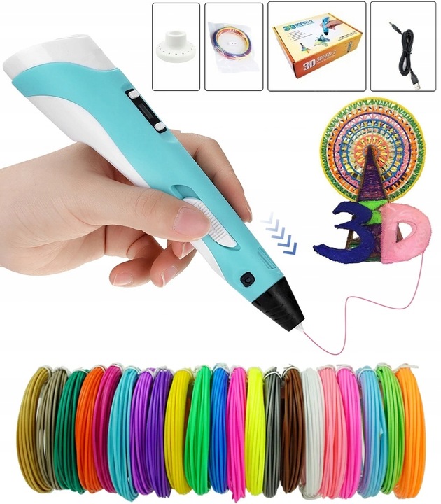 DŁUGOPIS 3D Dla Dzieci DRUKARKA 3D WKŁADY 150M Akcesoria Szablony Zestaw XL