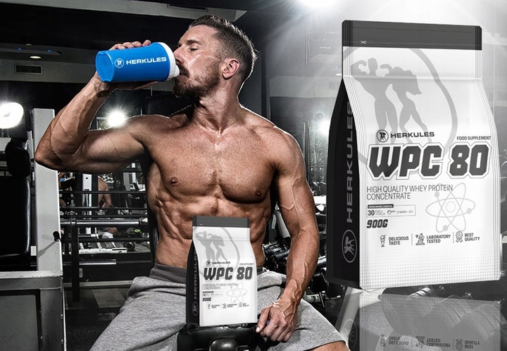 HERKULES WPC 80 900g BIAŁKO SERWATKOWE GLUTAMINA REGENERACJA WHEY PROTEIN