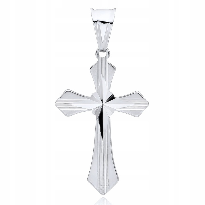 DUŻY SREBRNY WISIOREK KRZYŻ KRZYŻYK DIAMENTOWANY