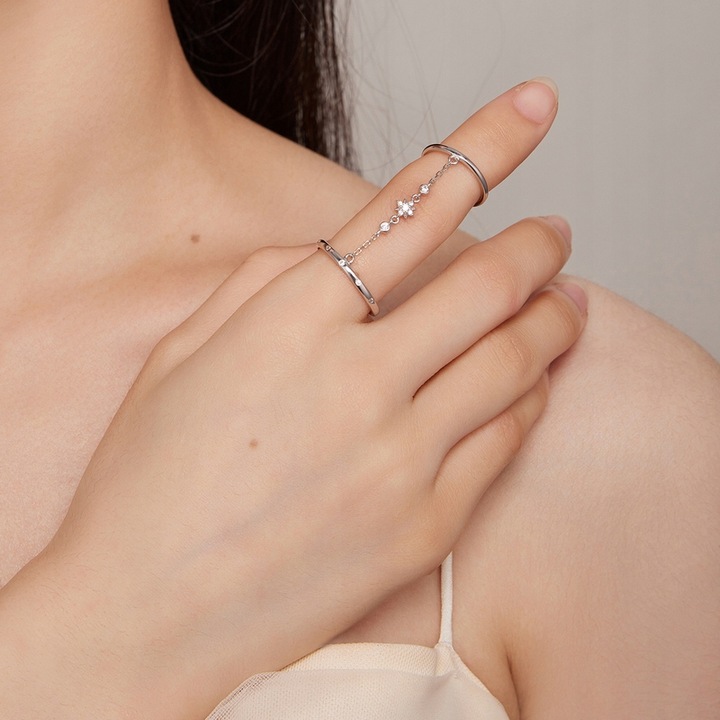 Pierścionek Srebrny Regulowany Podwójny Srebro 925