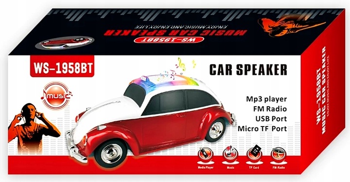 GŁOŚNIK *** W FORMIE SAMOCHODU *** GARBUS *** IDEALNY NA ORYGINALNY PREZENT