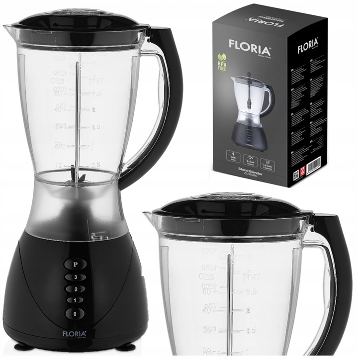 BLENDER KIELICHOWY MIKSER CZARNY BPA FREE 3 BIEGI + PULSE 300W