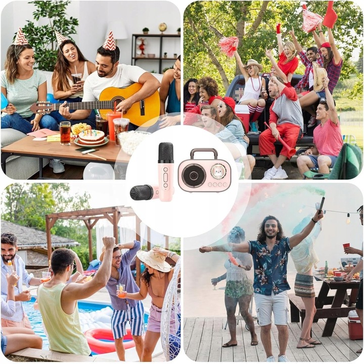 Bezprzewodowy Zestaw do Karaoke dla Dzieci Głośnik Bluetooth + 2 Mikrofony