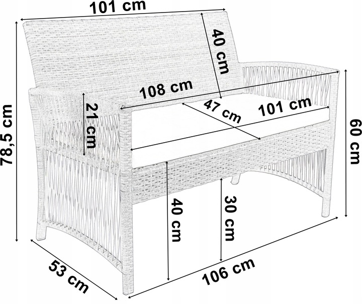 ZESTAW MEBLI OGRODOWYCH Z TECHNORATTANU RATTAN SOFA FOTELE STOLIK NA OGRÓD