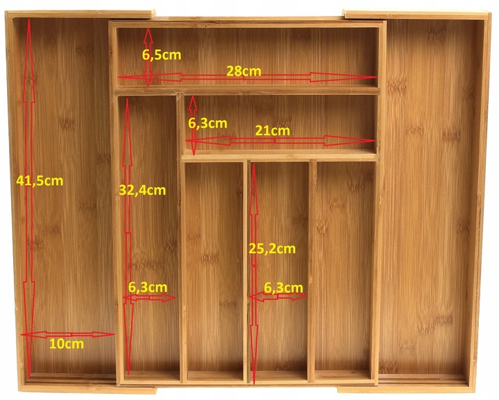 DUŻY Wkład SZUFLADY BAMBUSOWY organizer Sztućce BL