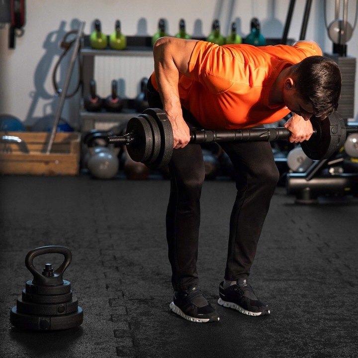 Hantle regulowane bitumiczne zestaw hantli ćwiczeń 2x10kg gryf+ kettle 20kg