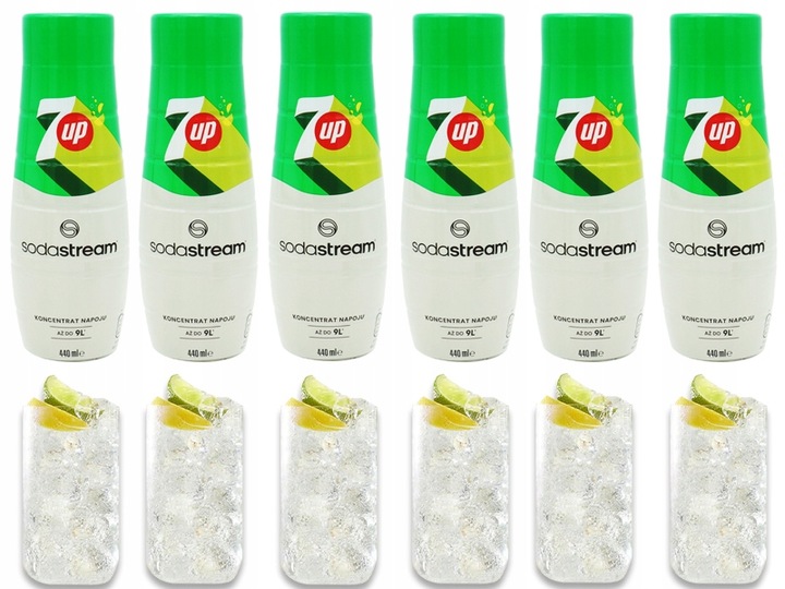 6x SYROP KONCENTRAT 7 UP DO SATURATORA SODASTREAM 9L NAPOJU z 440ml